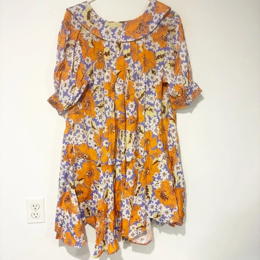 Free People Size Medium Sugar Crush‎ Mini Dress Cobalt Combo Floral - Picture 7 of 7